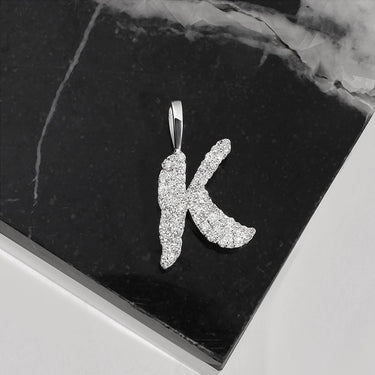 White Diamond K Pendant in 14k White Gold 1.03 Ctw